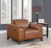 Beefy Dual-Power Leather Recliner - High-Leg Look, Articulating Headrest, Power Footrest - Coach Colored, Luxurious Comfort