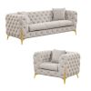 Contempo Buckle Fabric Modern Style 2Pc(Sofa + Chair) Living Room Set Made with Wood in Light Gray