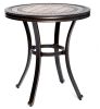 3 Piece Bistro Set w/ Porcelain Top Dining Table & Haywood KD Aluminum X Back Stationary Spring Chairs