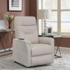 Beige Upholstered Power Lift Recliner with Storage Pocket