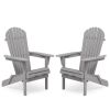 Wood Lounge Patio Chair for Garden Outdoor Wooden Folding Adirondack Chair Set of 2 Solid Cedar Wood Lounge Patio Chair for Garden, Lawn, Backyard,