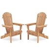 Wood Lounge Patio Chair for Garden Outdoor Wooden Folding Adirondack Chair Set of 2 Solid Cedar Wood Lounge Patio Chair for Garden, Lawn, Backyard