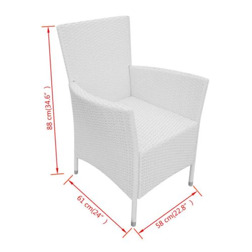 vidaXL 9 Piece Patio Dining Set Poly Rattan Cream White