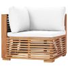 8 Piece Patio Lounge Set with Cream Cushion Solid Teak Wood