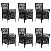 7 Piece Patio Dining Set Poly Rattan Black