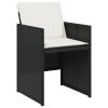17 Piece Patio Dining Set with Cushions Black Poly Rattan