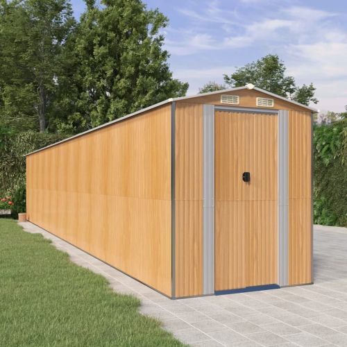 Garden Shed Light Brown 75.6"x402"x87.8" Galvanized Steel
