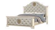 Jasmine King 5 Pc Unique LED Vanity Bedroom Set made With Wood in Beige