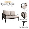 2PC Outdoor Aluminum Patio Furniture, Modern Loveseat Sofa Conversation/Chat Set