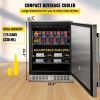 VEVOR 24'' Built-in Beverage Cooler, 5.3 cu.ft. Stainless Steel Beverage Refrigerator w/Embraco Compressor