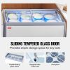 VEVOR Commercial Ice Cream Display Case, 13.1 Cu.ft Chest Freezer, Mobile Glass Top Deep Freezer, Restaurant Gelato Dipping Cabinet with 8 Large Tubs