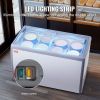 VEVOR Commercial Ice Cream Display Case, 13.1 Cu.ft Chest Freezer, Mobile Glass Top Deep Freezer, Restaurant Gelato Dipping Cabinet with 8 Large Tubs