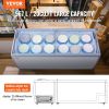 VEVOR Commercial Ice Cream Display Case, 20 Cu.ft Chest Freezer, Mobile Glass Top Deep Freezer, Restaurant Gelato Dipping Cabinet with 12 Large Tubs