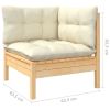 13 Piece Patio Lounge Set with Cream Cushions Solid Pinewood