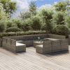 14 Piece Patio Lounge Set with Cushions Gray Poly Rattan