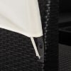 9 Piece Patio Lounge Set with Canopies Poly Rattan Black