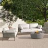 Jasper 73" Upholstered Patio Deep Seating Sofa, Wheat Beige Axroma Olefin