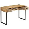 Desk Solid Mango Wood and Real Leather 46.1"x19.7"x29.9"