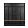 ON-TREND Wide Design Hall Tree with Storage Bench, Minimalist Shoe Cabinet with Cube Storage & Shelves