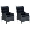 9 Piece Patio Dining Set with Cushions Poly Rattan Dark Gray