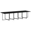 17 Piece Patio Dining Set with Cushions Black Poly Rattan