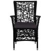 7 Piece Patio Dining Set Poly Rattan Black