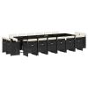 17 Piece Patio Dining Set with Cushions Black Poly Rattan