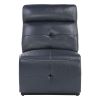 6-Piece Modular Reclining Sectional with Left Chaise Navy Blue Premium Faux Leather Tufted Details Solid Wood Modern Living Room Furniture Plush Pillo