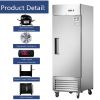 27"W Commercial Refrigerator Single Solid Door Stainless Steel Reach-in Refrigerator 18.68 Cu.ft. Upright Fan Cooling Refrigerator for Restaurant, Bar