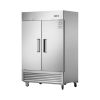 54"W Commercial Freezer 2 Section 2 Solid Door Stainless Steel Reach-in Freezer 42.2 Cu.ft. Upright Fan Cooling Freezer for Restaurant, Bar, Shop