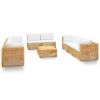 9 Piece Patio Lounge Set with Cushions Solid Wood Teak