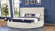 Hazel Modern Style King 5PC Vanity Bedroom Set with USB Ports & Made with Wood in Cream