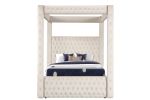 Monica luxurious Four-Poster King 5 Pc Vanity Bedroom Set Made with Wood in Cream