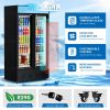 Commercial Beverage Refrigerators Glass Door Refrigerator Commercial with LED Light, 30 Cu.ft and 10 Shelves