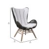 Indoor Outdoor Lounge Chair with Intricate Rope Woven Wingback, Gray
