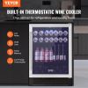 VEVOR 24" Beverage Refrigerator, 154 Cans Under Counter Built-in or Freestanding Beer Cooler Fridge, Blue LED Light, Child Lock, Adjustable Shelves
