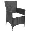 11 Piece Outdoor Dining Set with Cushions Poly Rattan Black