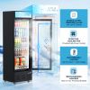 Glass Door Refrigerator Commercial Beverage Refrigerators with LED Light, 15 Cu.ft and 5 Shelves, Display Refrigerator for Cafe Restaurant Store Bar