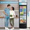 Glass Door Refrigerator Commercial Beverage Refrigerators with LED Light, 15 Cu.ft and 5 Shelves, Display Refrigerator for Cafe Restaurant Store Bar