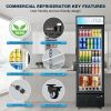 Glass Door Refrigerator Commercial Beverage Refrigerators with LED Light, 15 Cu.ft and 5 Shelves, Display Refrigerator for Cafe Restaurant Store Bar