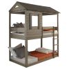 Rustic Grey Twin Over Twin Bunk Bed with Built-in Ladder