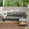 Aluminum Patio Furniture Set, Outdoor L-Shaped Sectional Sofa with Plastic Wood Side Table and Soft Cushion for Backyard Poolside