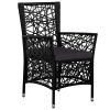 7 Piece Patio Dining Set Poly Rattan Black
