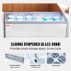 VEVOR Commercial Ice Cream Display Case, 20 Cu.ft Chest Freezer, Mobile Glass Top Deep Freezer, Restaurant Gelato Dipping Cabinet with 12 Large Tubs
