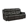 2pc Power Reclining Sofa Set Modern Design Living Room Furniture Sofa and Loveseat with Center Console Dark Gray Breathable Faux Leather Upholstery US