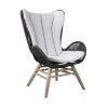 Indoor Outdoor Lounge Chair with Intricate Rope Woven Wingback, Gray
