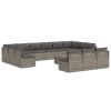 14 Piece Patio Lounge Set with Cushions Gray Poly Rattan