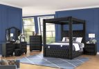 Monica luxurious Four-Poster King 5 Pc Vanity Bedroom Set Made with Wood in Black