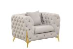 Contempo Buckle Fabric Modern Style 2Pc(Sofa + Chair) Living Room Set Made with Wood in Light Gray