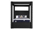 Monica luxurious Four-Poster King 5 Pc Vanity Bedroom Set Made with Wood in Black